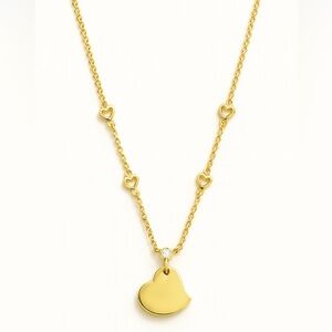 Gold Heart Charm Necklace with Dainty Chain